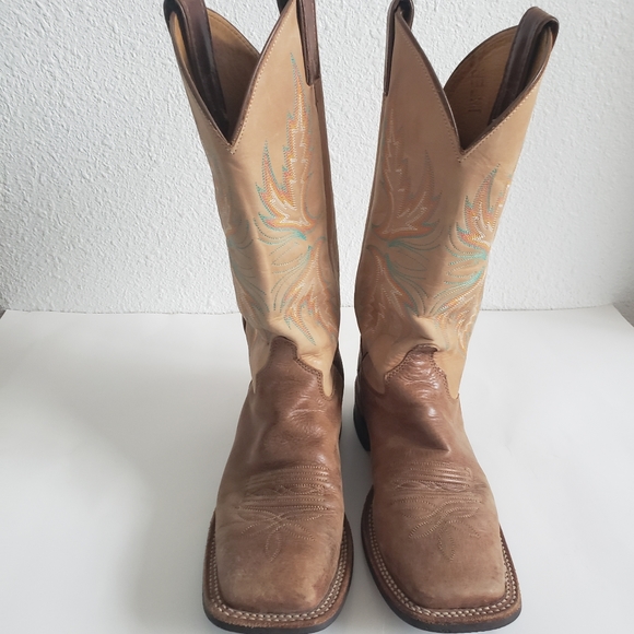 Justin Mens Hand Crafted in USA Western Boots Square size 7.5. In great preowned - Picture 2 of 8